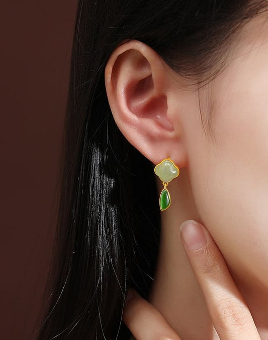 Clover Jade Drop Earrings