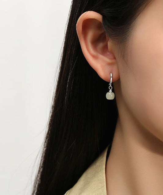 Minimalist Jade Hoop Earrings