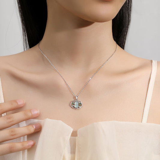 Bamboo & Gourd Jade Pendant Necklace