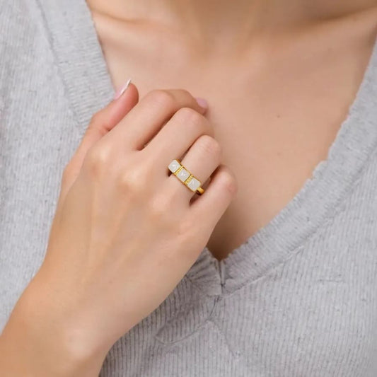 Triple Jade Square Ring