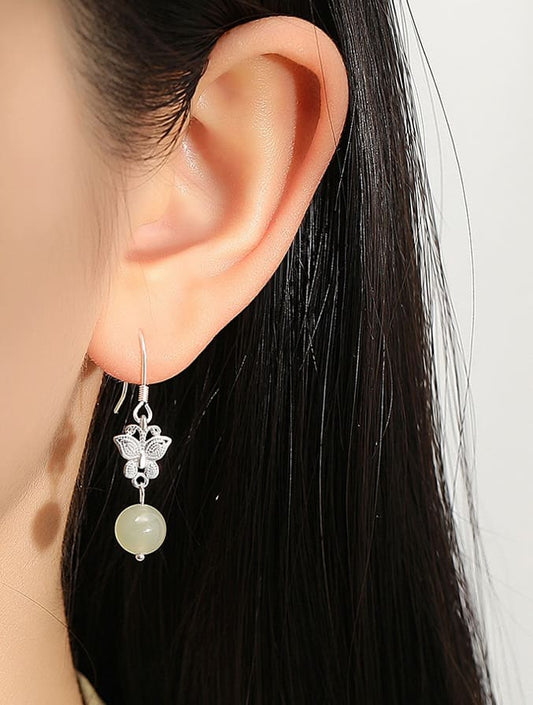 Butterfly Whisper Jade Drop Earrings