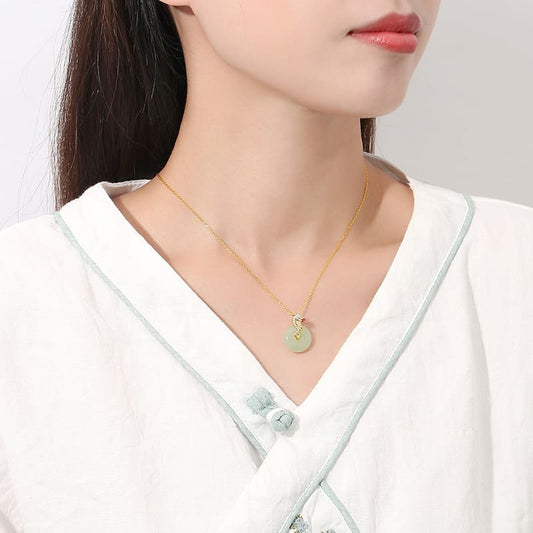 Jade Donut “Prosperity Dragon” Pendant Necklace