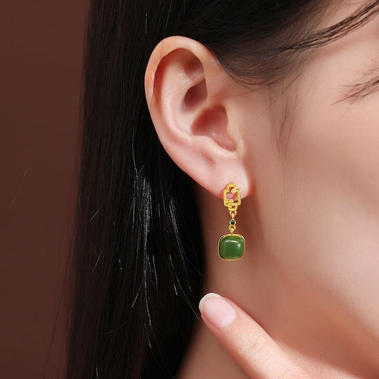 Emerald Jade Drop Earrings