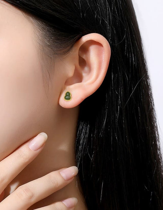 Jade Gourd Blessing Earrings