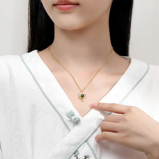 Jade Planet Orbit Pendant Necklace