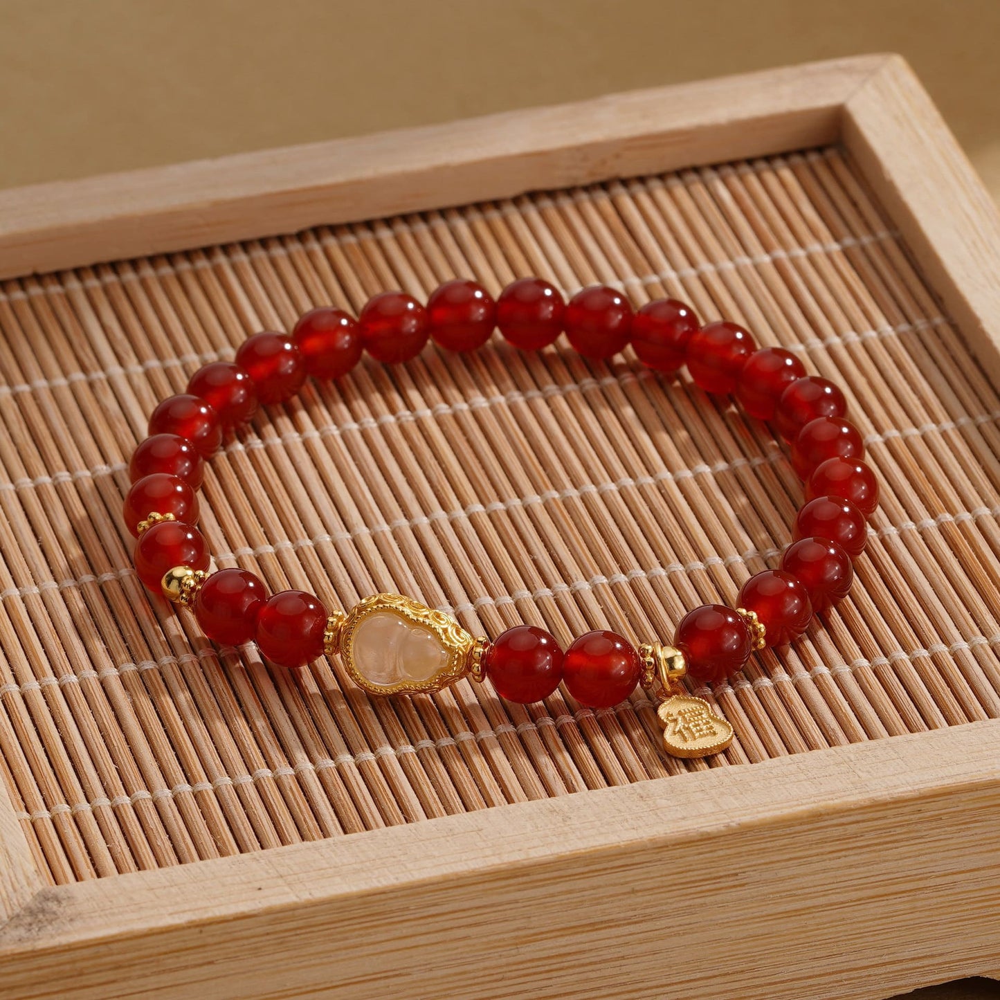 Prosperity Red Jade Gourd Bracelet