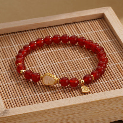 Prosperity Red Jade Gourd Bracelet