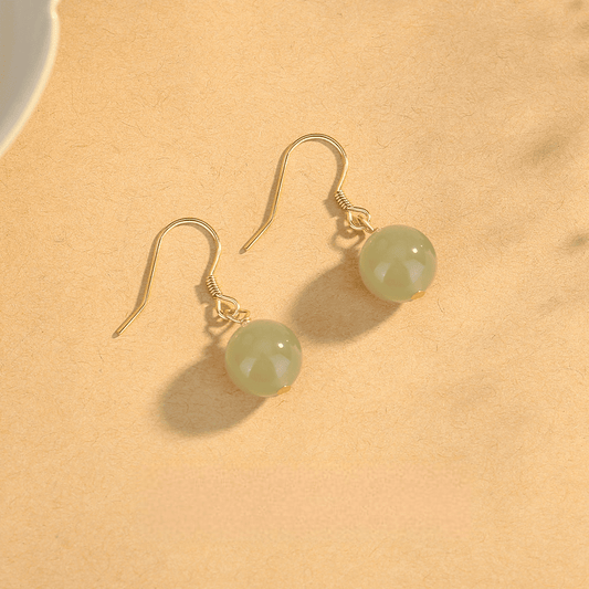 Classic Jade Sphere Drop Earrings