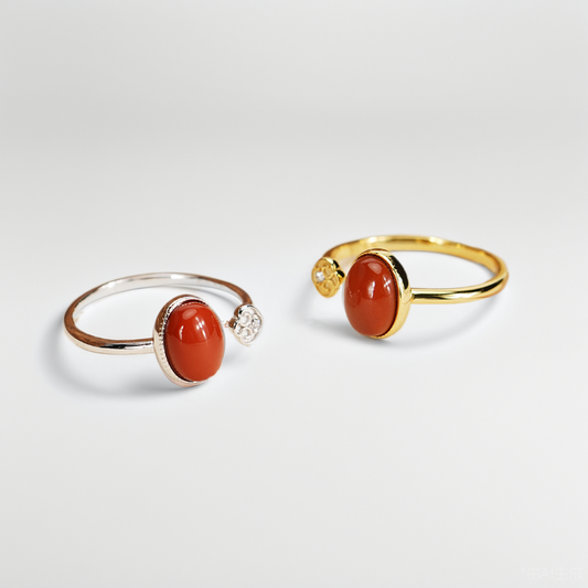 Red Agate Open Ring