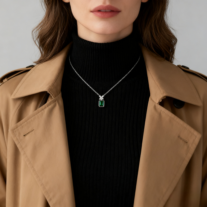 Radiant Green Gemstone Necklace with Butterfly Accent