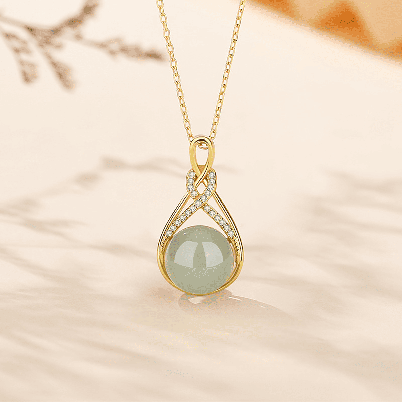 Infinity Twist Jade Pendant Necklace