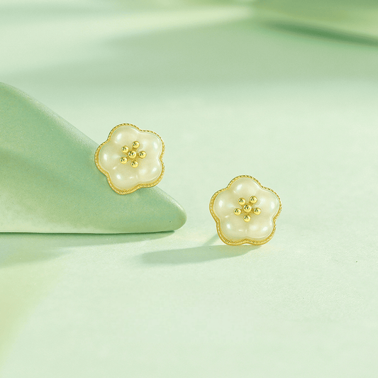 Jade Blossom Stud Earrings