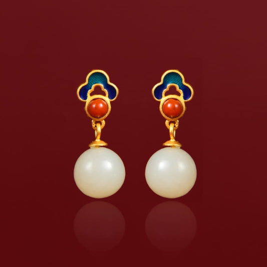 Imperial Cloud & Jade Drop Earrings