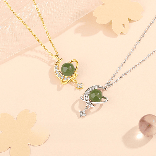 Jade Planet Orbit Pendant Necklace