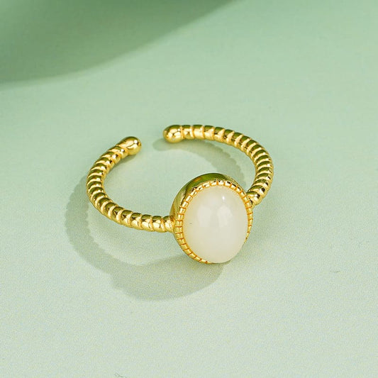 Golden Harmony Adjustable Jade Ring