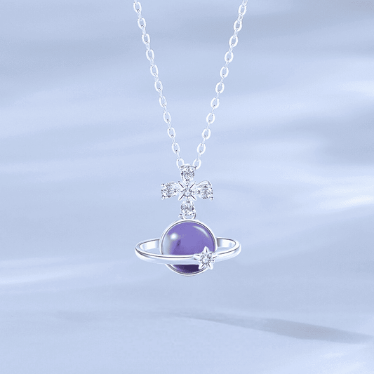 Celestial Orbit Amethyst Planet Necklace