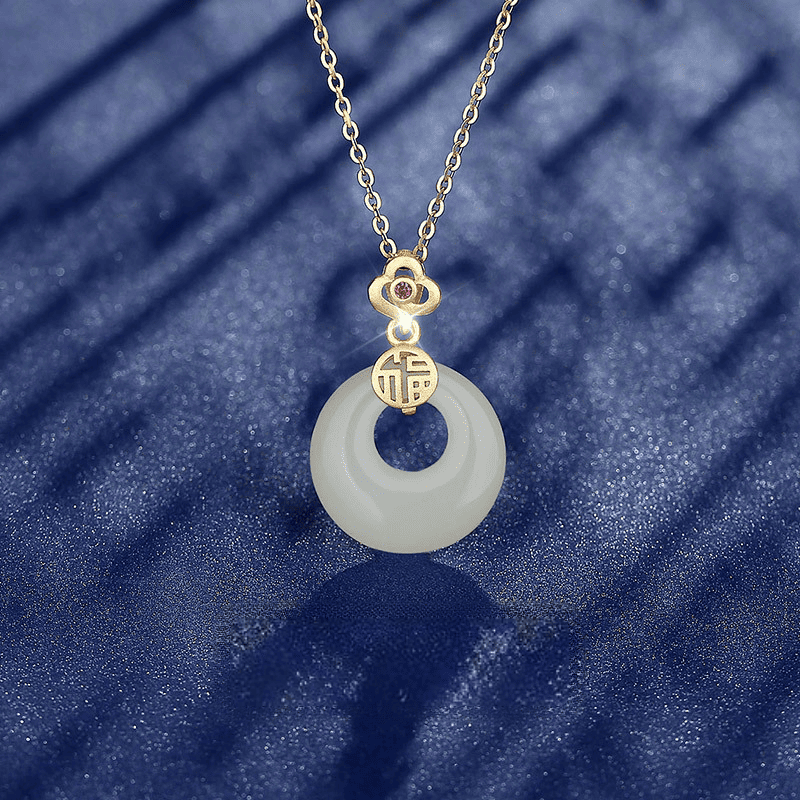 Serenity Ruyi Jade Circle Pendant Necklace