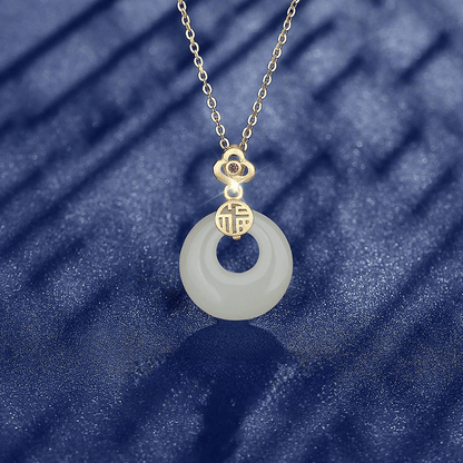 Serenity Ruyi Jade Circle Pendant Necklace