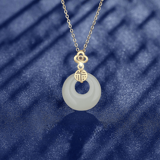 Serenity Ruyi Jade Circle Pendant Necklace