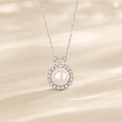 White Jade Halo Pendant Necklace
