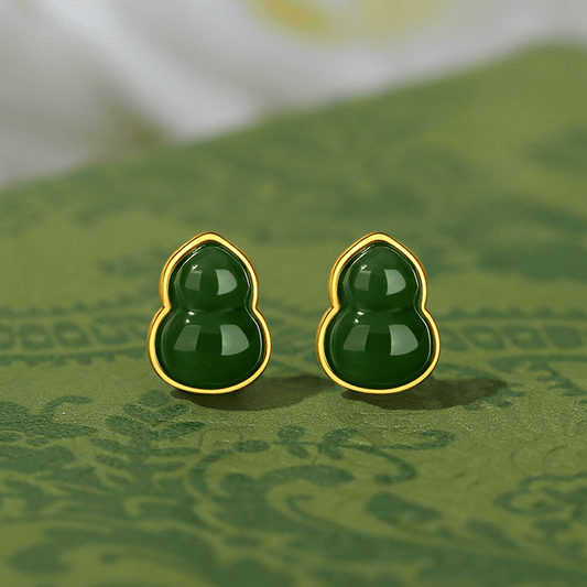 Jade Gourd Blessing Earrings
