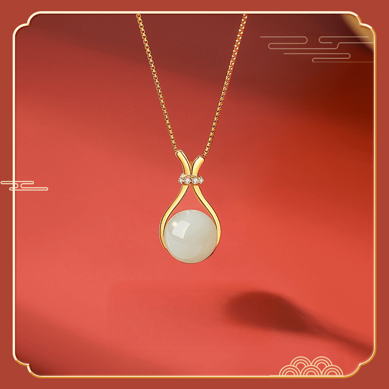 White Jade Orb Pendant Necklace