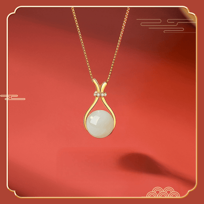 White Jade Orb Pendant Necklace