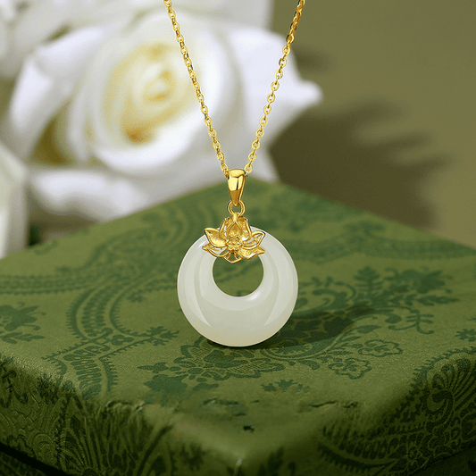 Lotus Serenity Jade Donut Necklace