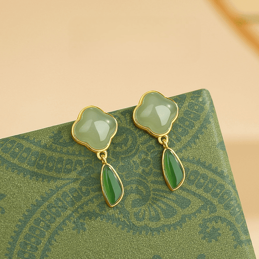 Clover Jade Drop Earrings