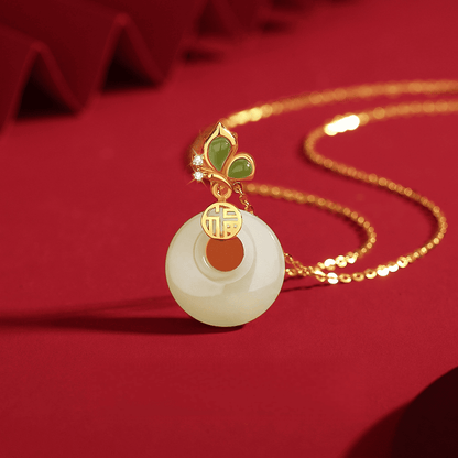 Butterfly & Ruyi Jade Donut Necklace