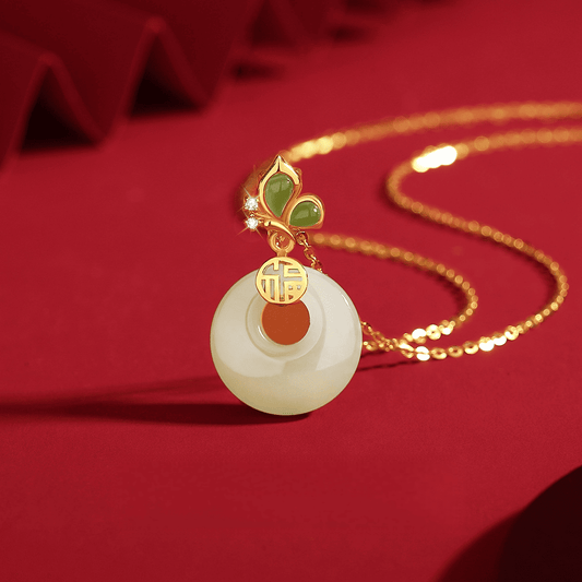 Butterfly & Ruyi Jade Donut Necklace