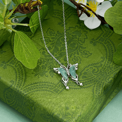 Twin Jade Butterfly Pendant Necklace