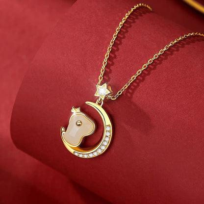 Moonlit Dragon Jade Pendant Necklace