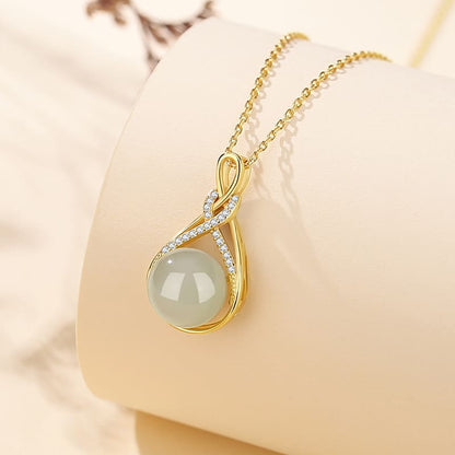 Infinity Twist Jade Pendant Necklace