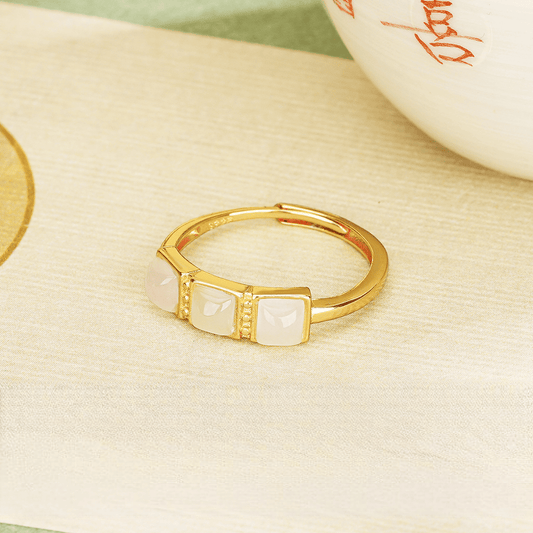 Triple Jade Square Ring