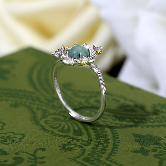Blooming Jade Flower Ring