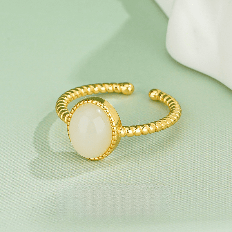 Golden Harmony Adjustable Jade Ring