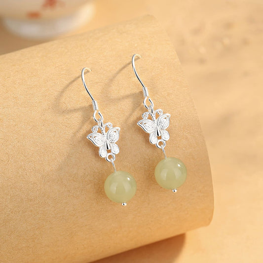Butterfly Whisper Jade Drop Earrings