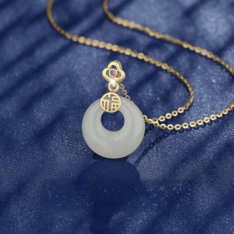 Serenity Ruyi Jade Circle Pendant Necklace