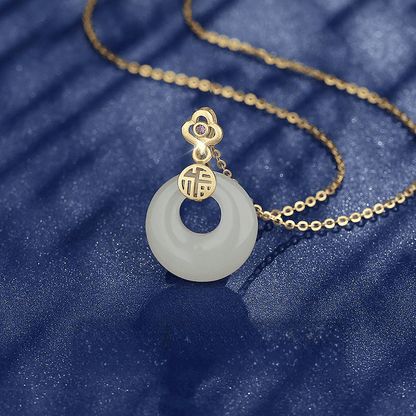 Serenity Ruyi Jade Circle Pendant Necklace