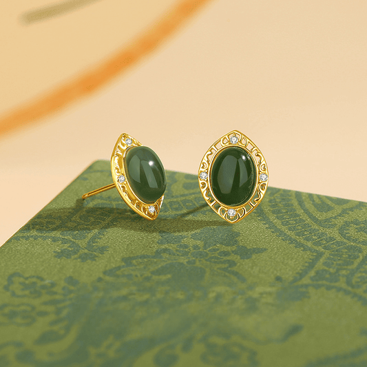 Imperial Jade Marquise Stud Earrings