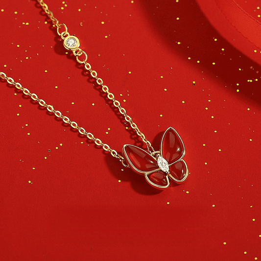 Red Jade Butterfly Necklace