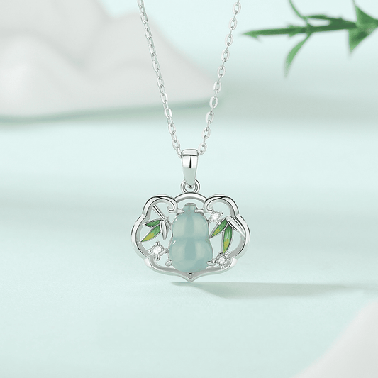 Bamboo & Gourd Jade Pendant Necklace