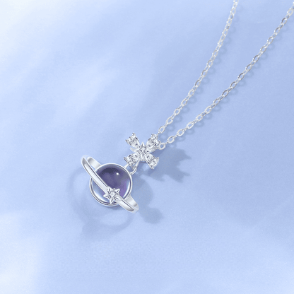 Celestial Orbit Amethyst Planet Necklace