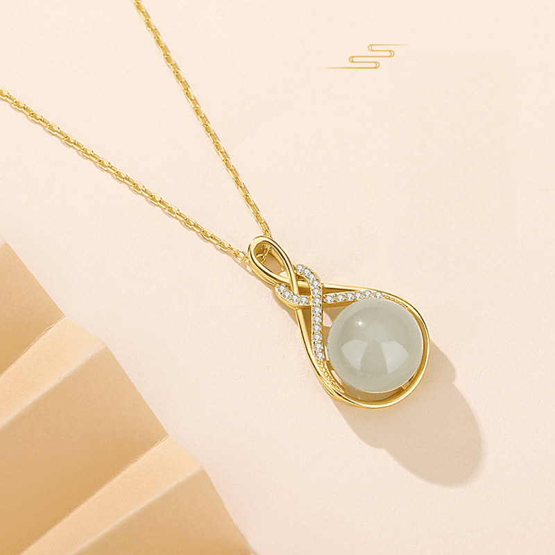 Infinity Twist Jade Pendant Necklace