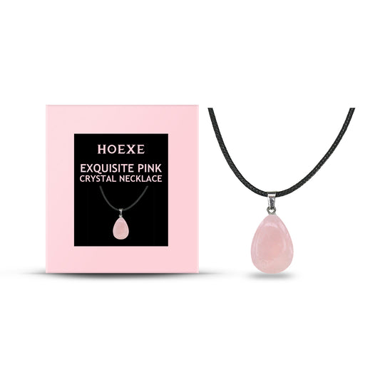 Pink Crystal Necklace Light Luxury Niche Ins Simple Style Daily Versatile Clavicle Chain Gentle Temperament