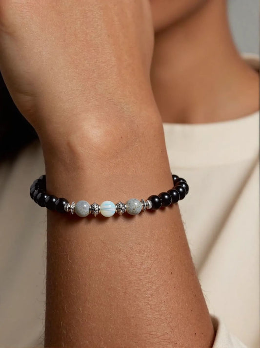 Obsidian & Opalite Bracelet - Healing Jewelry for Women, Promotes Grounding & Emotional Harmony - JadeTale