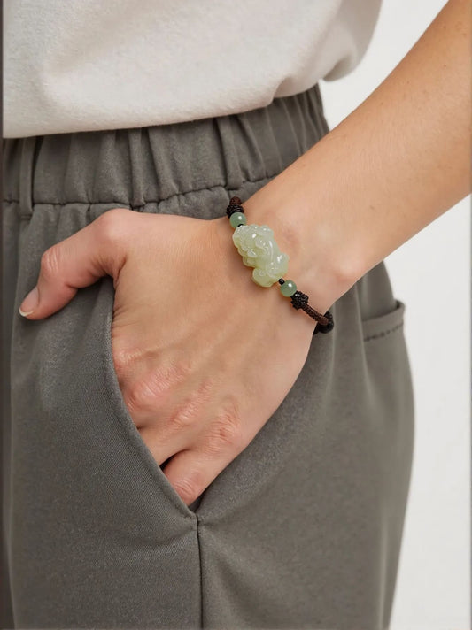 Jade Pixiu Bracelet – Handwoven String Talisman for Wealth, Luck & Protection - JadeTale