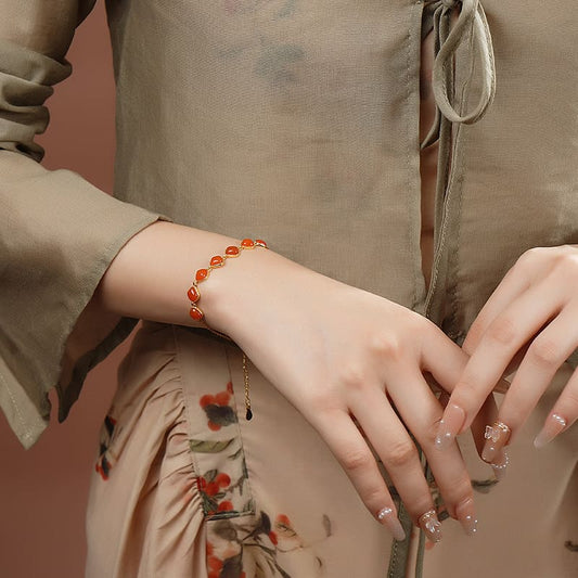 Red Agate Cushion-Cut Bracelet