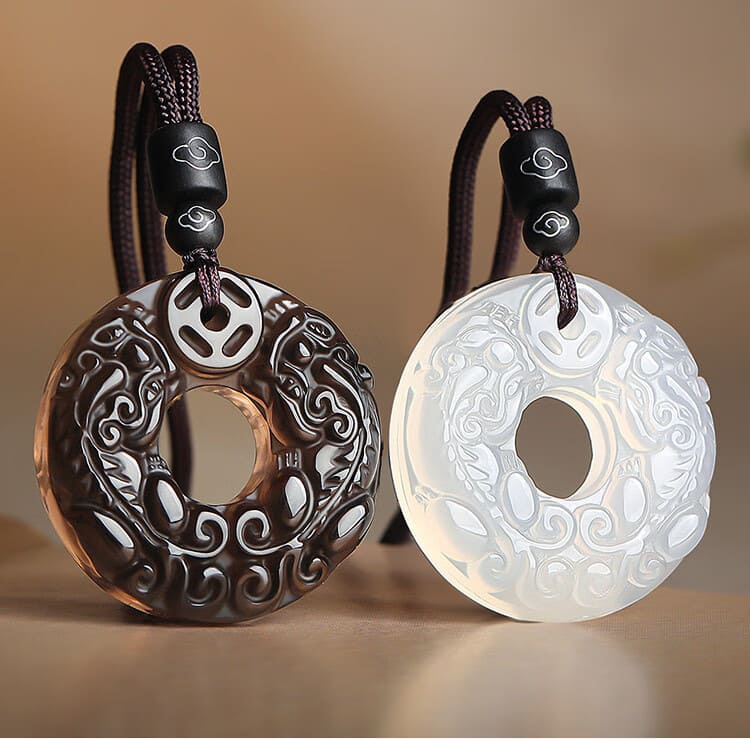 Jade Pixiu Peace Buckle Necklace – String Pendant for Protection, Harmony & Good Fortune - JadeTale